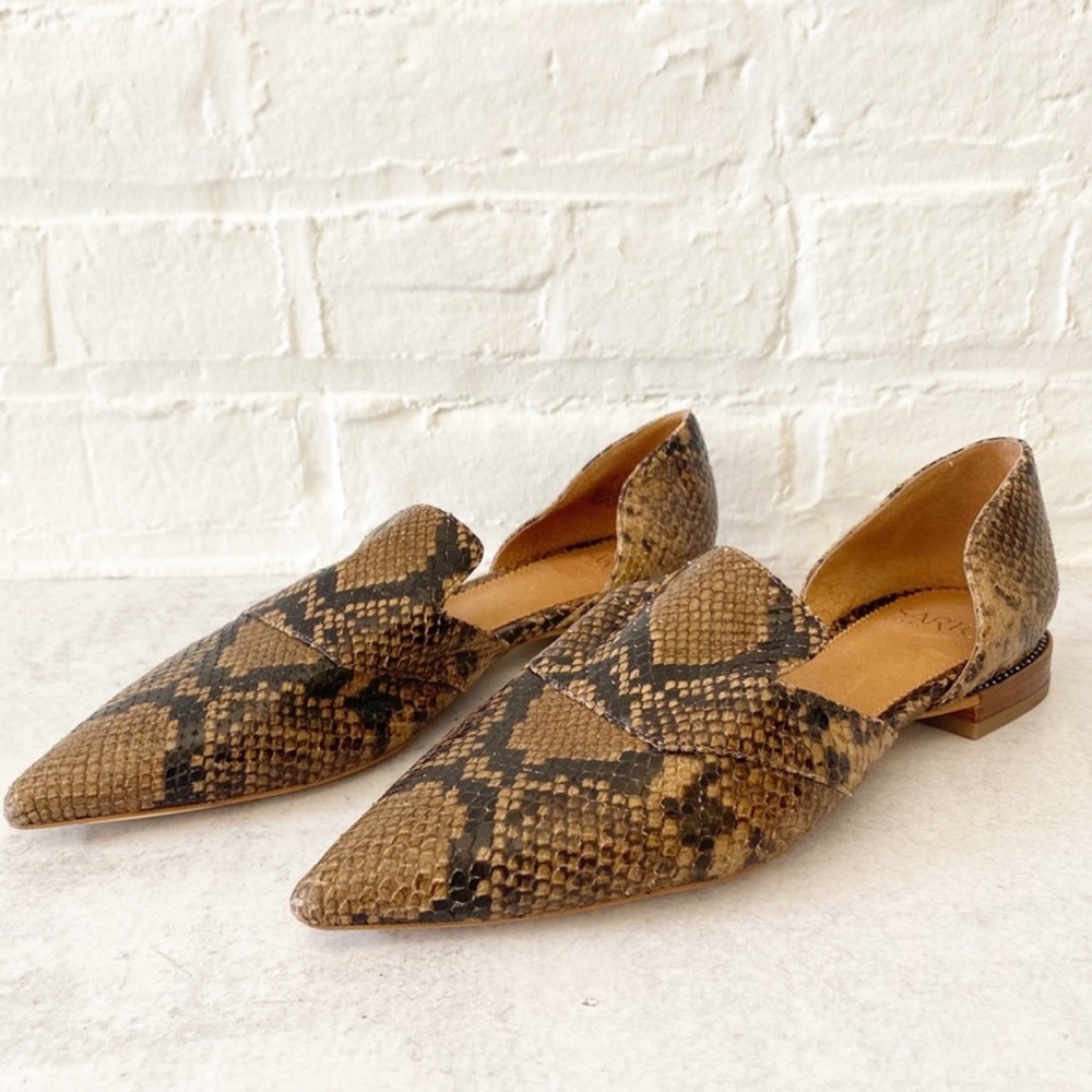 Franco Sarto || Toby D’Orsay Flat Snakeskin Brown 9